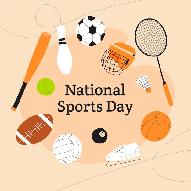 Gratis vector hand getekende nationale sportdag illustratie