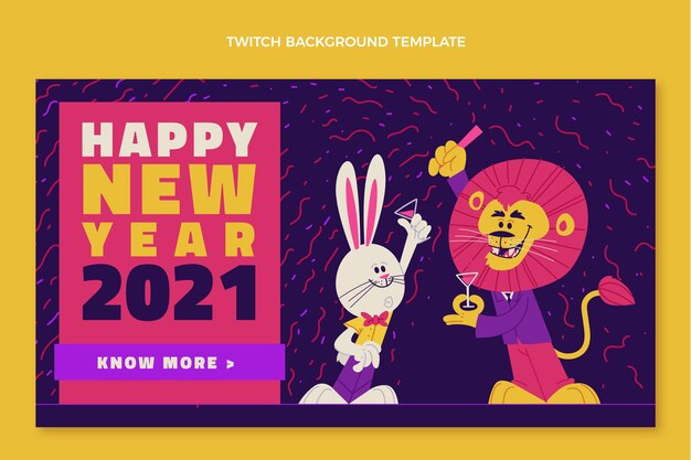 Hand getekende nieuwjaar twitch achtergrond