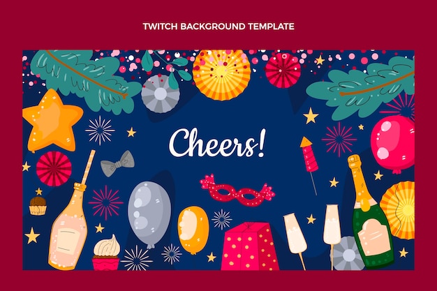 Gratis vector hand getekende nieuwjaar twitch achtergrond