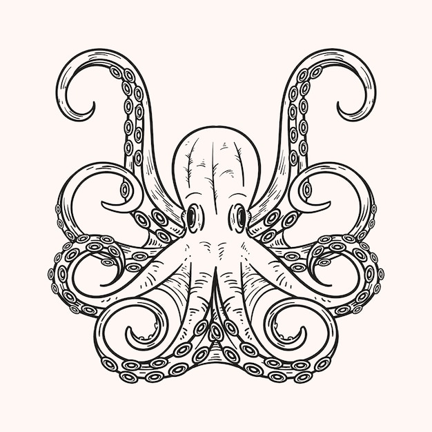 Gratis vector hand getekende octopus tekening illustratie