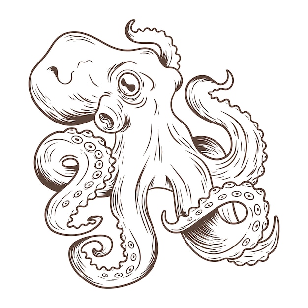 Hand getekende octopus tekening illustratie