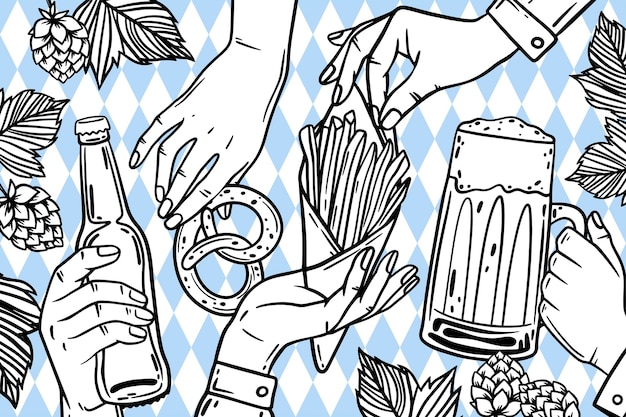 Gratis vector hand getekende oktoberfest achtergrond