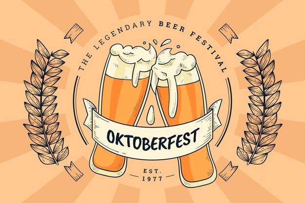 Gratis vector hand getekende oktoberfest achtergrond