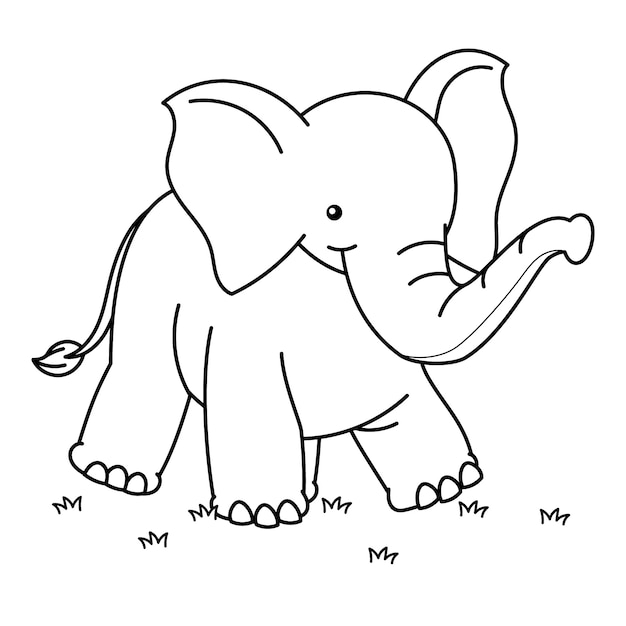 Hand getekende olifant illustratie