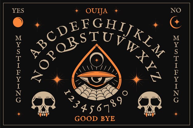 Hand getekende ouija bord illustratie