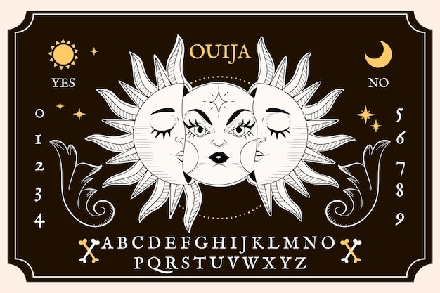Hand getekende ouija bord illustratie