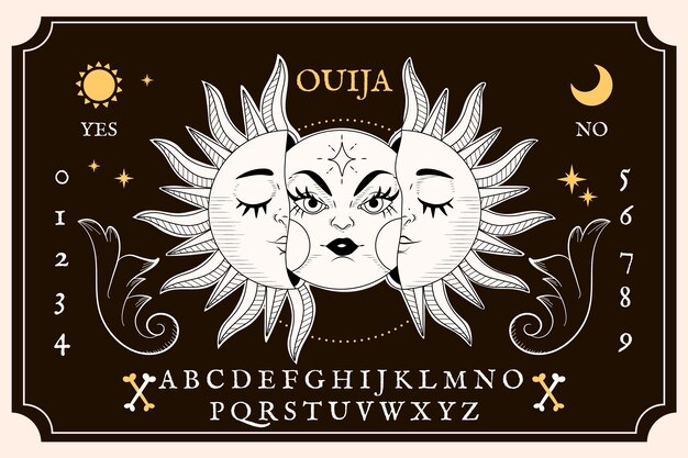 Hand getekende ouija bord illustratie