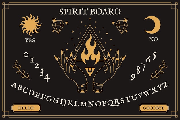 Hand getekende ouija bord illustratie