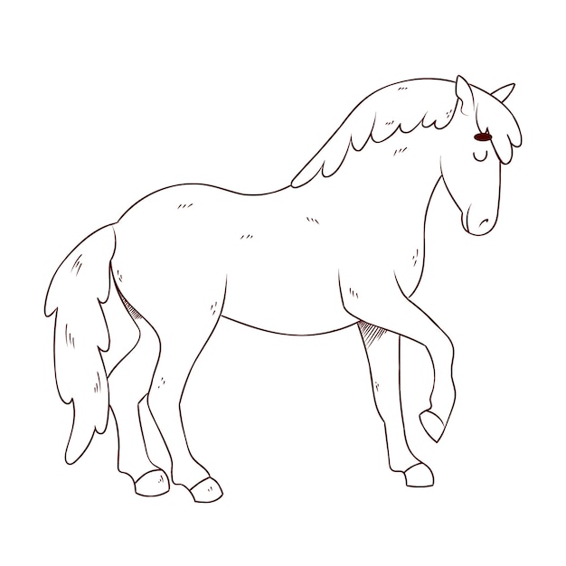 Gratis vector hand getekende paard schets illustratie