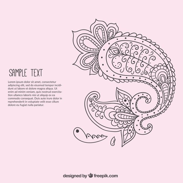 Hand getekende paisley ornament template