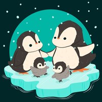 Gratis vector hand getekende pinguïn familie illustratie