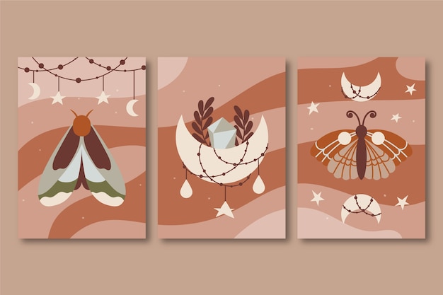 Gratis vector hand getekende plat ontwerp boho kunst aan de muur