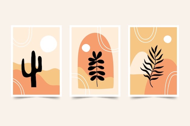 Gratis vector hand getekende plat ontwerp boho kunst aan de muur