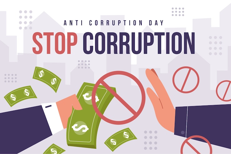 Gratis Vector hand getekende platte anti-corruptie dag achtergrond
