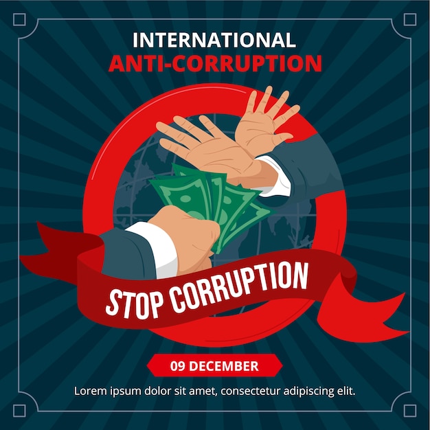 Gratis vector hand getekende platte anti-corruptie dag illustratie