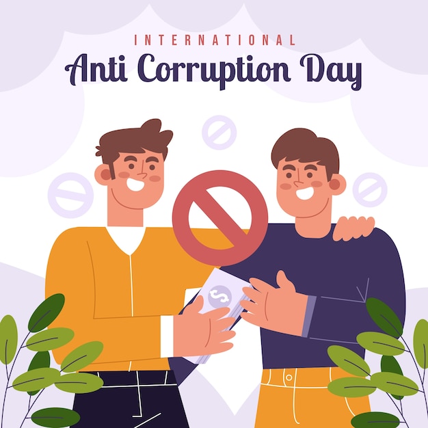 Hand getekende platte anti-corruptie dag illustratie