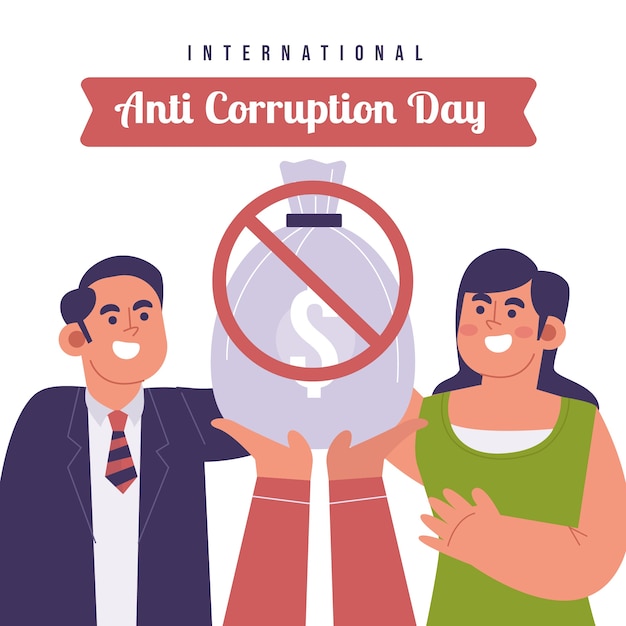 Gratis vector hand getekende platte anti-corruptie dag illustratie