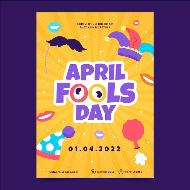 Gratis vector hand getekende platte april dwazen dag poster/flyer