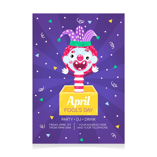 Gratis vector hand getekende platte april dwazen dag poster/flyer