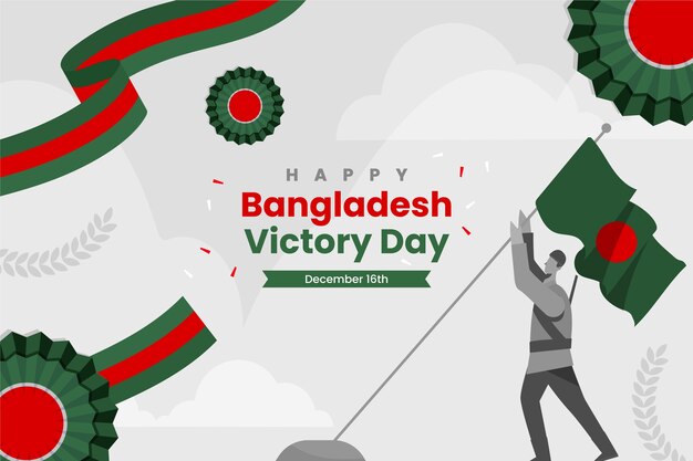 Hand getekende platte Bangladesh overwinningsdag illustratie