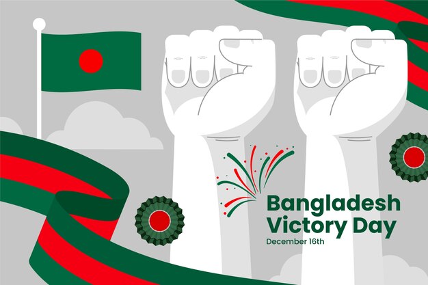 Gratis vector hand getekende platte bangladesh overwinningsdag illustratie