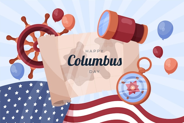 Gratis vector hand getekende platte columbus dag achtergrond