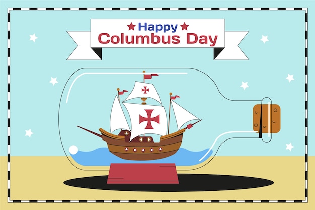 Hand getekende platte columbus dag achtergrond