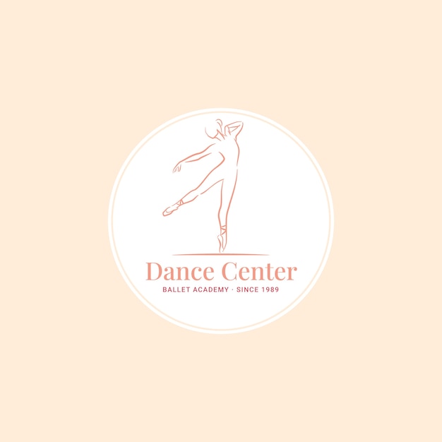 Hand getekende platte dansschool logo