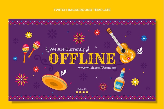 Gratis vector hand getekende platte dia de muertos twitch achtergrond