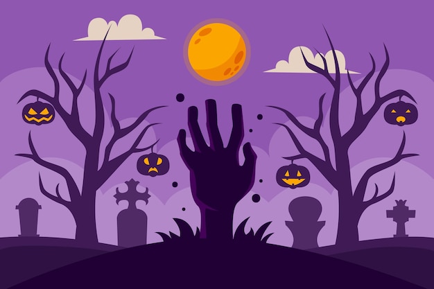 Gratis vector hand getekende platte halloween-achtergrond