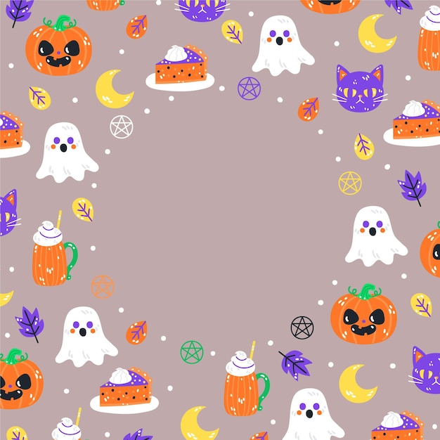 Gratis vector hand getekende platte halloween-achtergrond