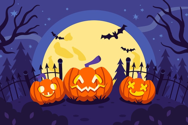 Gratis vector hand getekende platte halloween-achtergrond