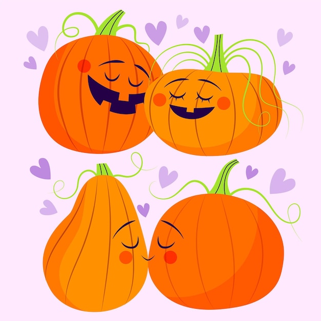 Gratis vector hand getekende platte halloween pompoen illustratie