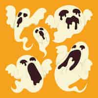 Gratis vector hand getekende platte halloween spoken illustratie