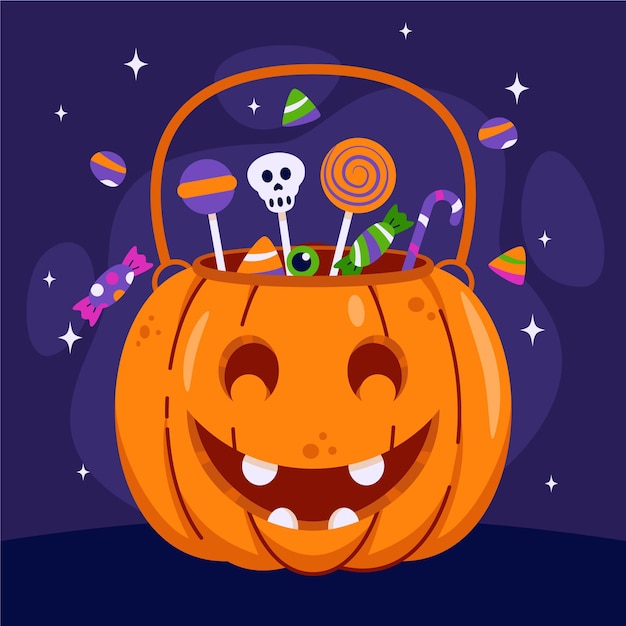 Gratis vector hand getekende platte halloween tas illustratie