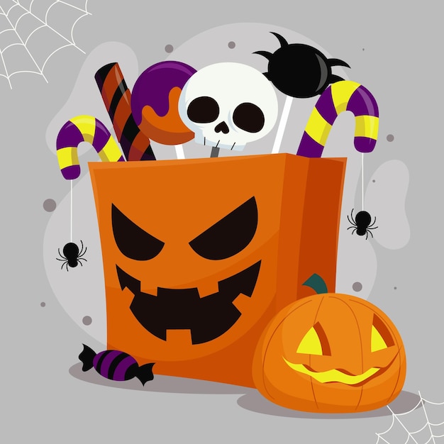 Gratis vector hand getekende platte halloween tas illustratie