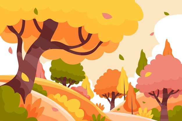 Hand getekende platte herfst achtergrond
