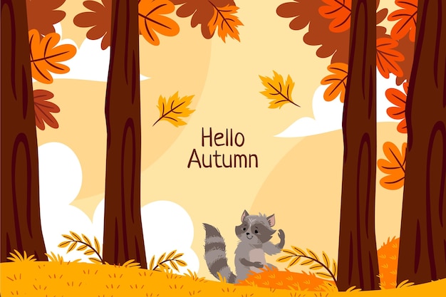 Gratis vector hand getekende platte herfst achtergrond