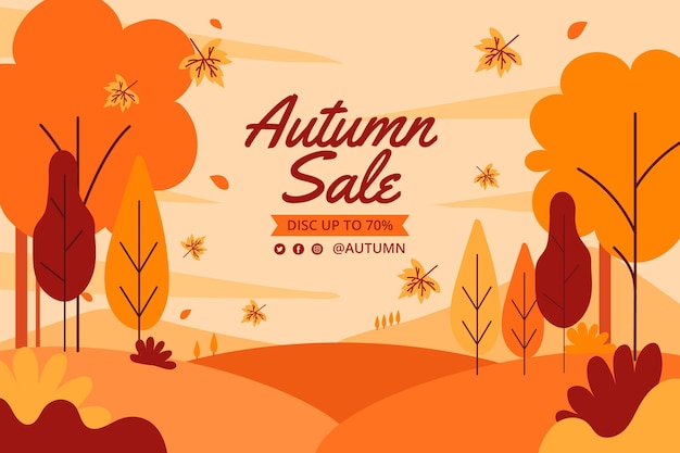 Gratis vector hand getekende platte herfst verkoop achtergrond