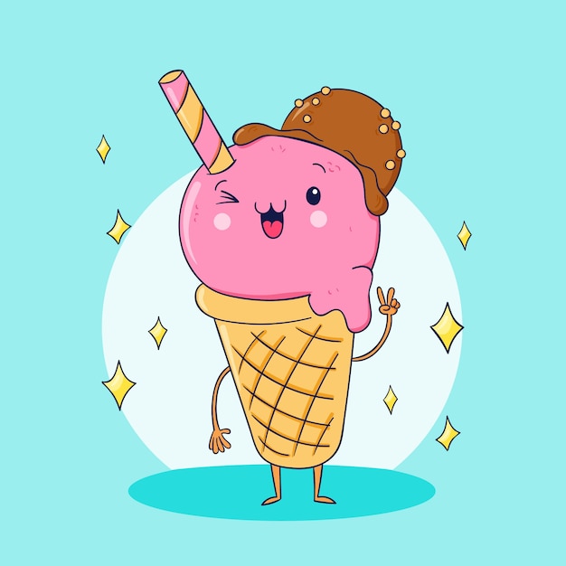 Hand getekende platte kawaii illustratie