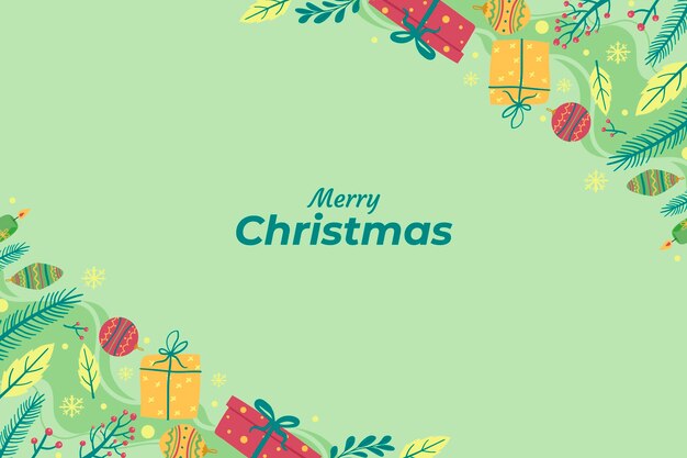 Hand getekende platte kerst achtergrond