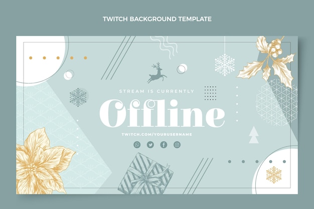 Gratis vector hand getekende platte kerst twitch achtergrond