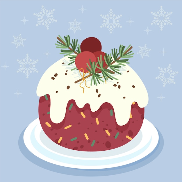 Gratis vector hand getekende platte kerstpudding illustratie