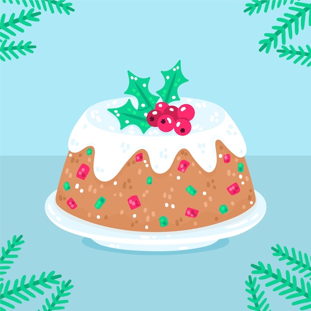 Gratis vector hand getekende platte kerstpudding illustratie