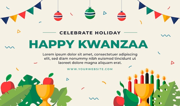 Hand getekende platte kwanzaa achtergrond