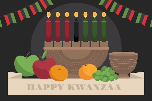 Hand getekende platte kwanzaa achtergrond