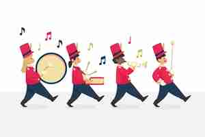 Gratis vector hand getekende platte marching band illustratie