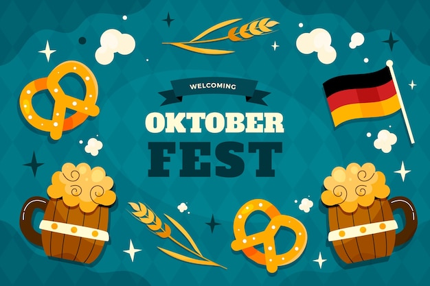 Gratis vector hand getekende platte oktoberfest achtergrond