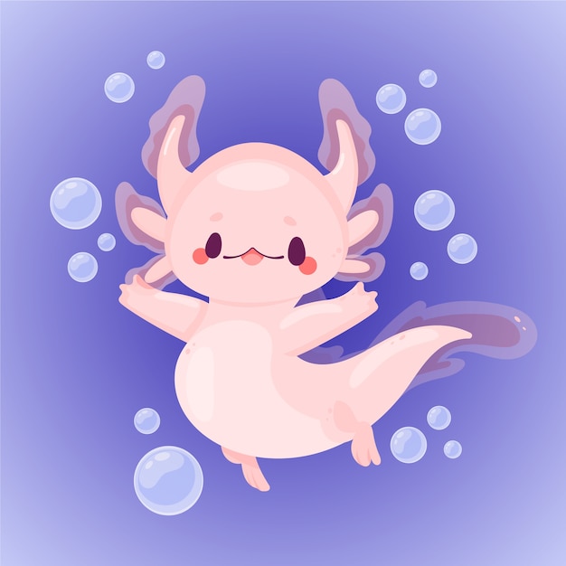 Gratis vector hand getekende platte ontwerp axolotl llustration