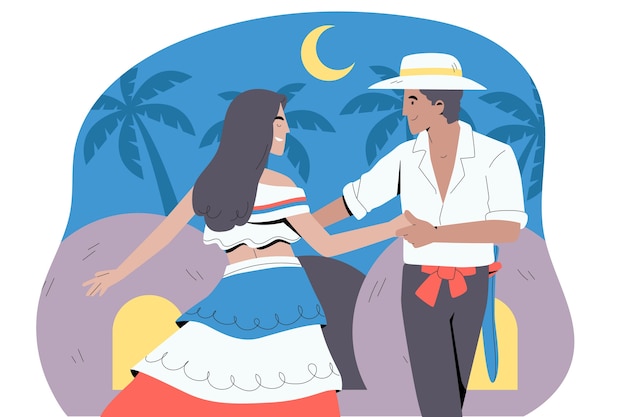 Hand getekende platte ontwerp bachata illustratie